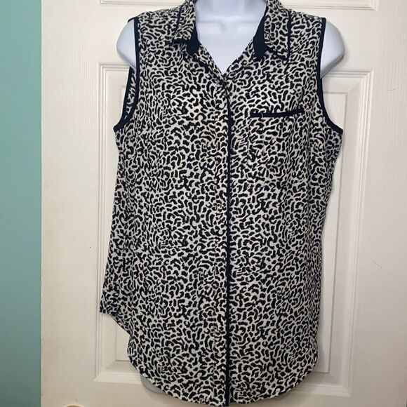 Liz Claibourne Career Sleeveless Blk White Blouse - Picture 1 of 5